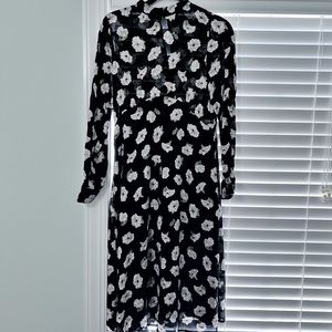 Zara Black Floral Midi Dress Medium